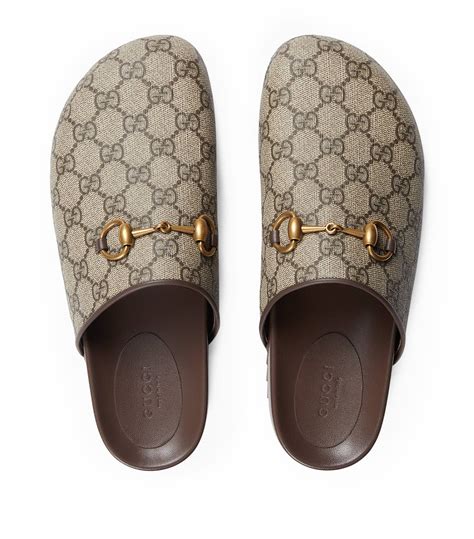 inspiration gucci horsebit-detailed goat hair slippers|Gucci GG Supreme Horsebit Slippers .